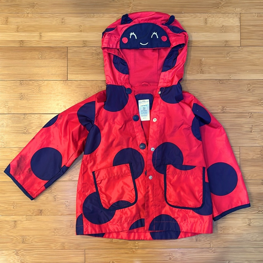 Adorable Toddler Ladybug Raincoat, Carter’s size 3T